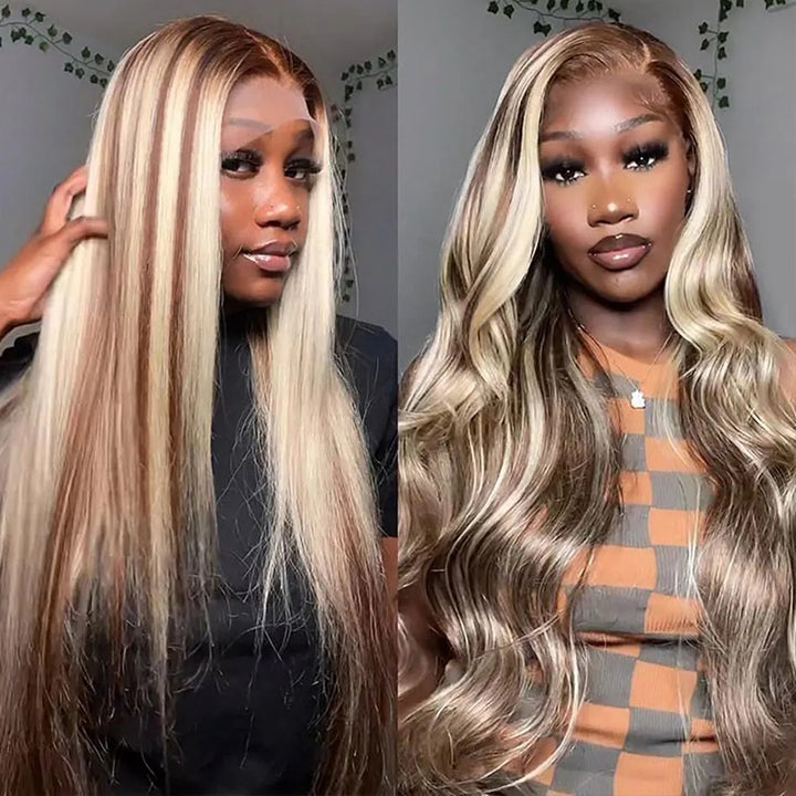 eullair Perfect Ash Blonde Straight Human Hair 13x4 Lace Frontal Wig P4/613 P10/613 P18/613 Wavy Highlight Body Wave Wig For Women