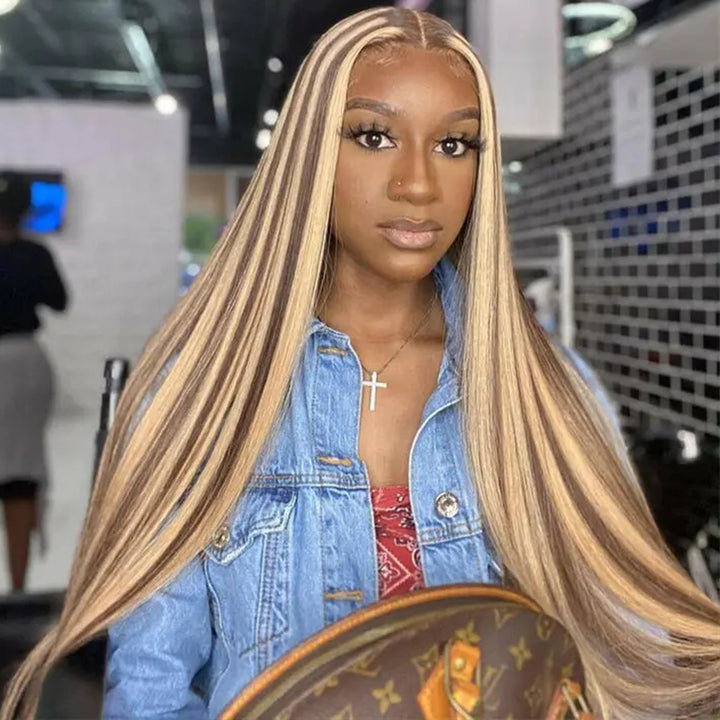 eullair Perfect Ash Blonde Straight Human Hair 13x4 Lace Frontal Wig P4/613 P10/613 P18/613 Wavy Highlight Body Wave Wig For Women