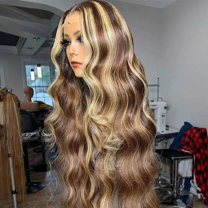 eullair Perfect Ash Blonde Straight Human Hair 13x4 Lace Frontal Wig P4/613 P10/613 P18/613 Wavy Highlight Body Wave Wig For Women