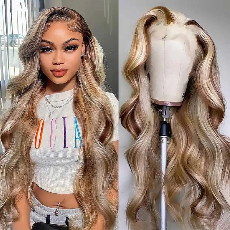 eullair Perfect Ash Blonde Straight Human Hair 13x4 Lace Frontal Wig P4/613 P10/613 P18/613 Wavy Highlight Body Wave Wig For Women