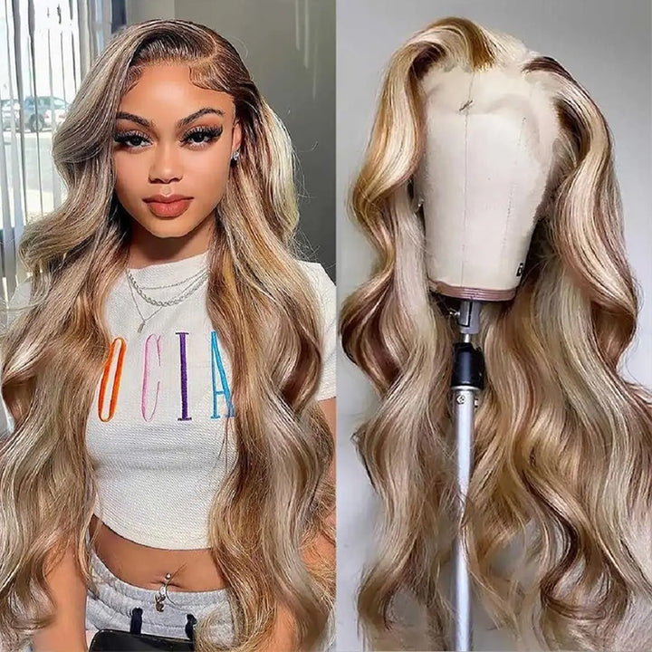 eullair Perfect Ash Blonde Straight Human Hair 13x4 Lace Frontal Wig P4/613 P10/613 P18/613 Wavy Highlight Body Wave Wig For Women