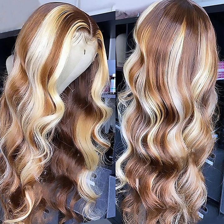 eullair Perfect Ash Blonde Straight Human Hair 13x4 Lace Frontal Wig P4/613 P10/613 P18/613 Wavy Highlight Body Wave Wig For Women