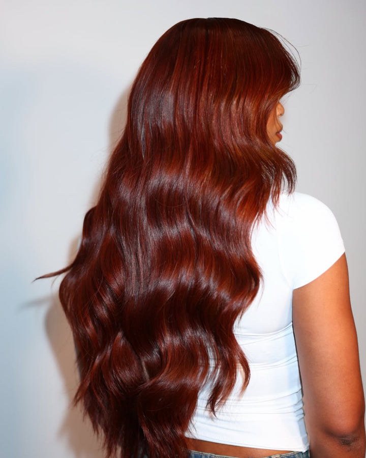 eullair Reddish Ginger Brown Body Wave Wig Glueless Pre Colored Human Hair Lace Frontal Wig