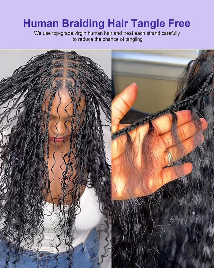 eullair Body Wave Natural Black Hair Bulk for Knotless Braids & Boho Styles | 65g Pack