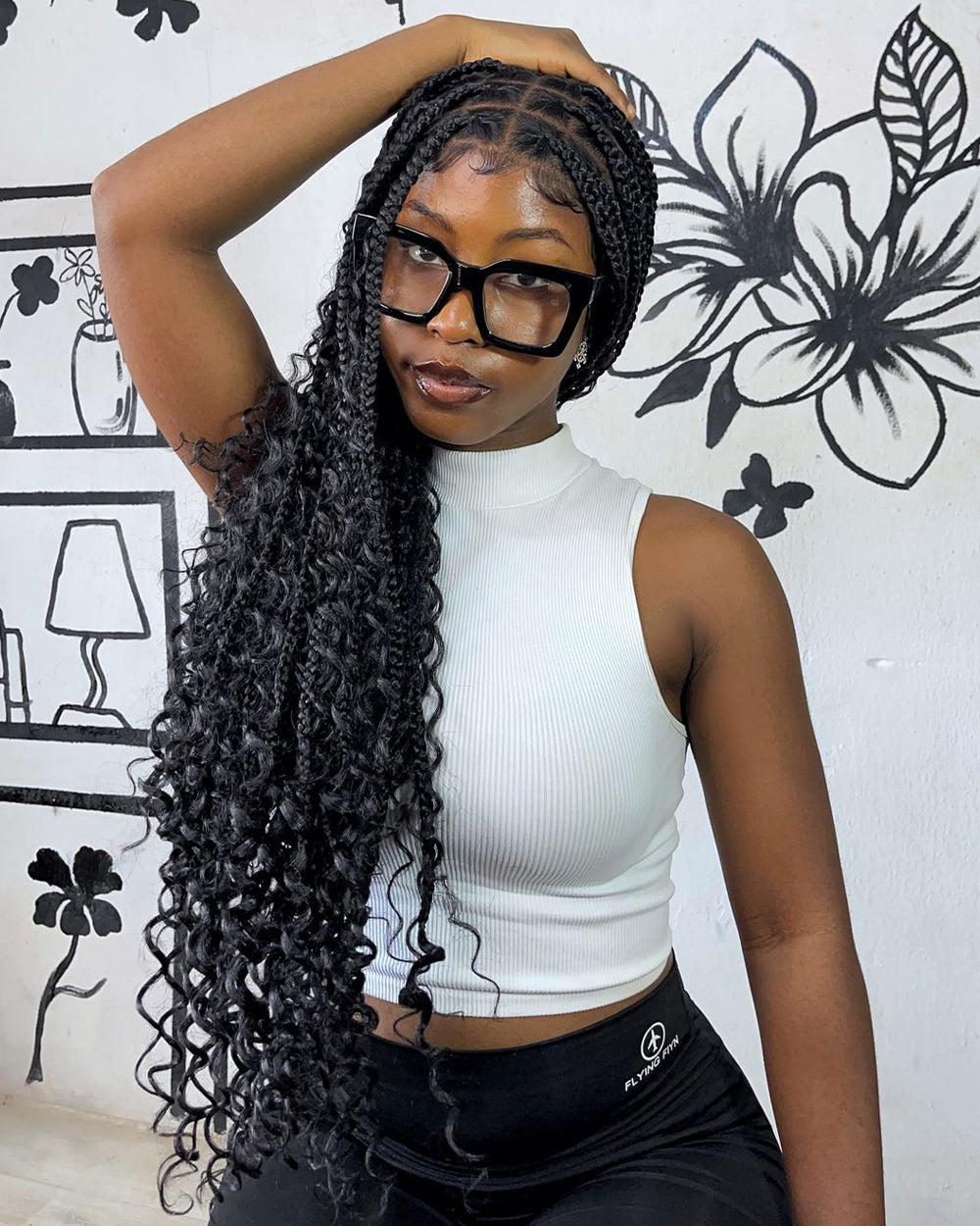 eullair Water Wave Curly Human Hair for Braiding | 65g Bulk Remy Hair Extensions - Natural Black