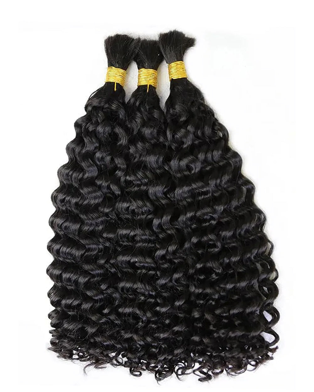 eullair Water Wave Curly Human Hair for Braiding | 65g Bulk Remy Hair Extensions - Natural Black