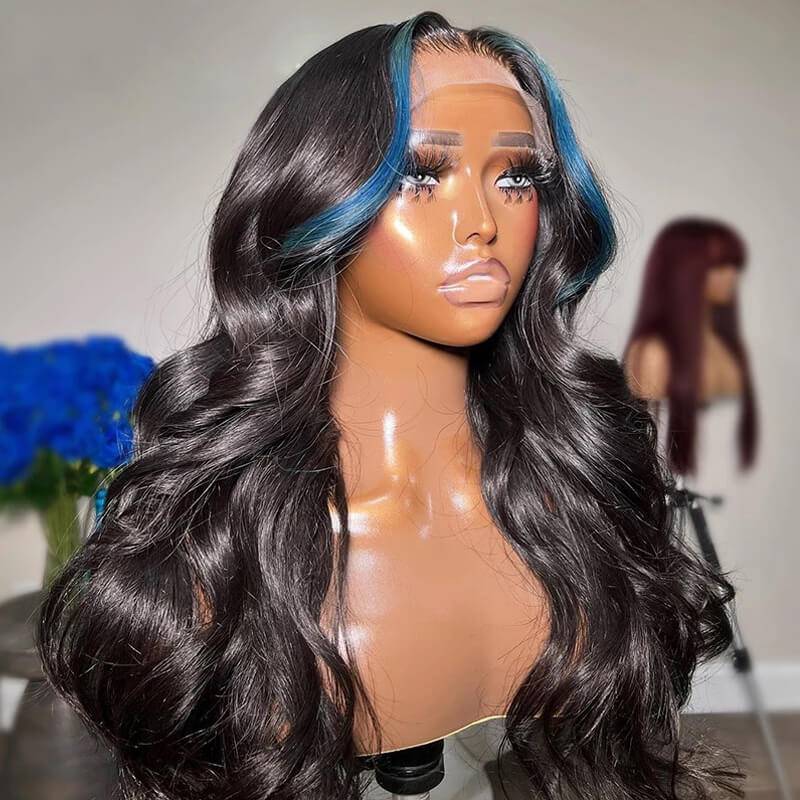 Colored Blonde Skunk Stripe Lace Wig | eullair 13x4 Body Wave Highlights Lace Frontal Wig