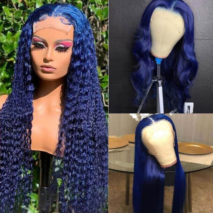 Flawless Blue! eullair Navy Blue Body Wave/Straight/Curly Human Hair Lace Frontal Wig | TikTok Saebunny Recommend