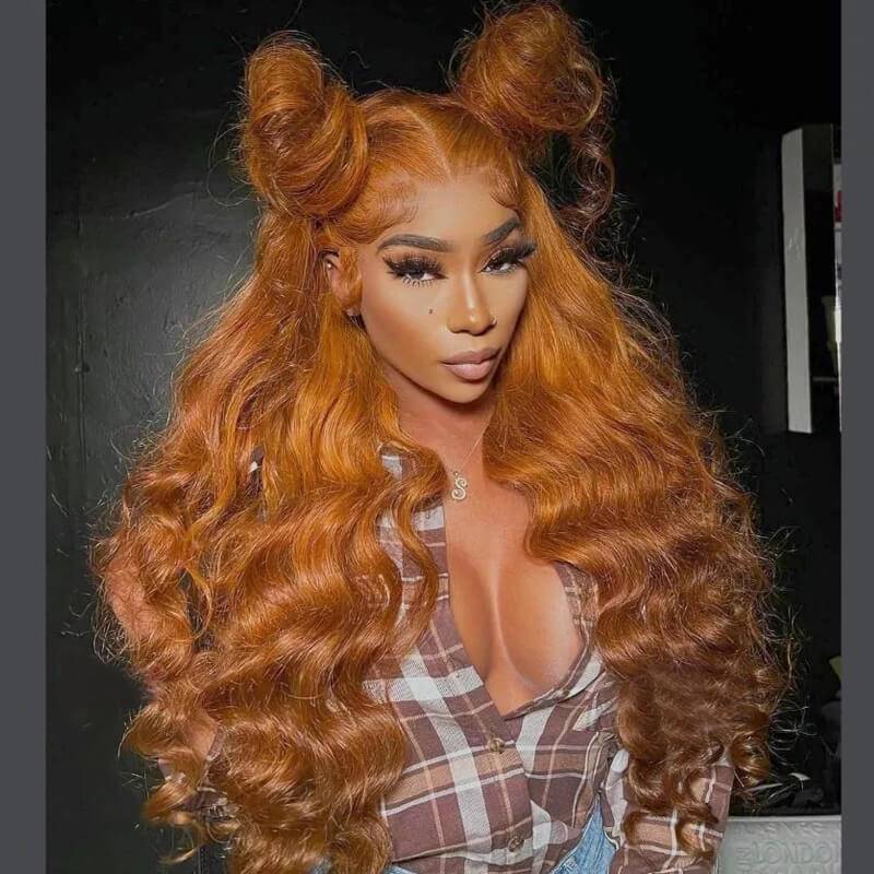 eullair Ombre Ginger Brown Body Wave Wig Loose Deep Wave Curly Lace Frontal Human Hair Wigs Transparent Lace Pre Plucked