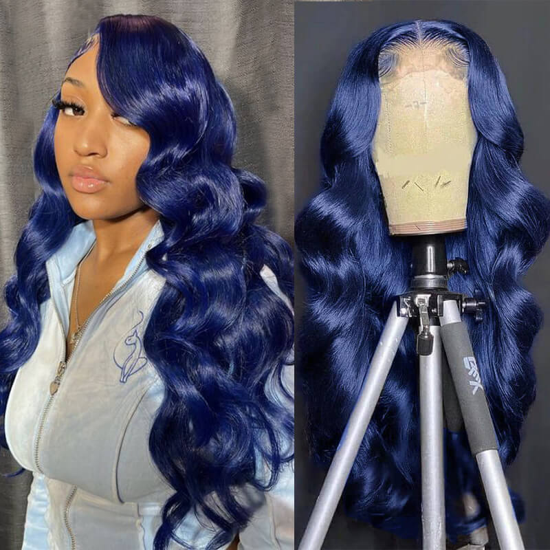 Flawless Blue! eullair Navy Blue Body Wave/Straight/Curly Human Hair Lace Frontal Wig | TikTok Saebunny Recommend