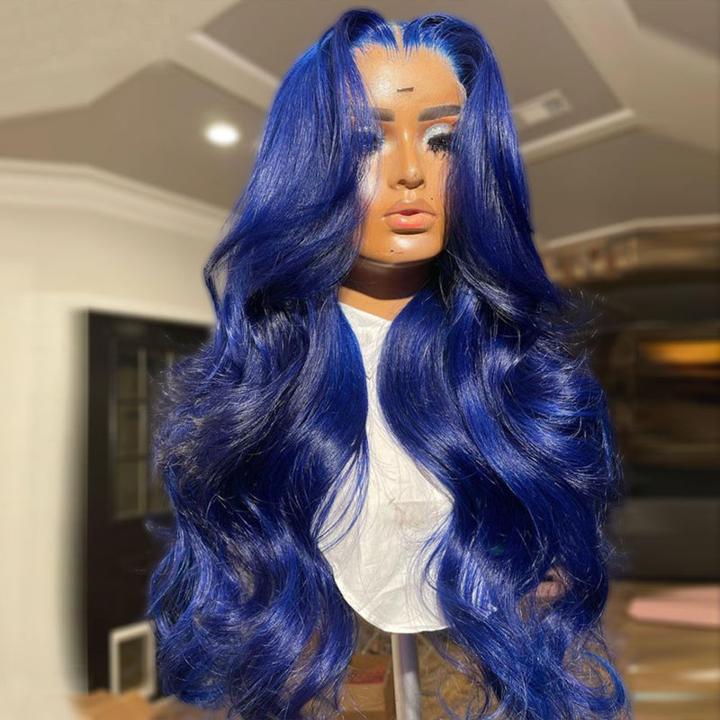 Flawless Blue! eullair Navy Blue Body Wave/Straight/Curly Human Hair Lace Frontal Wig | TikTok Saebunny Recommend