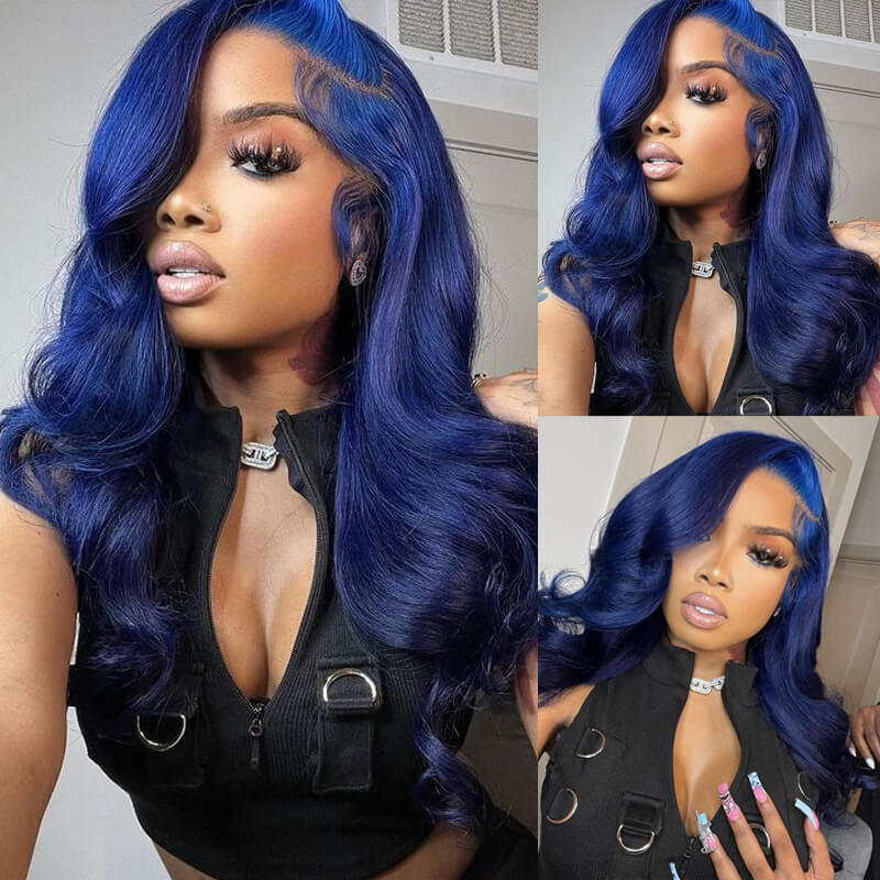 Flawless Blue! eullair Navy Blue Body Wave/Straight/Curly Human Hair Lace Frontal Wig | TikTok Saebunny Recommend