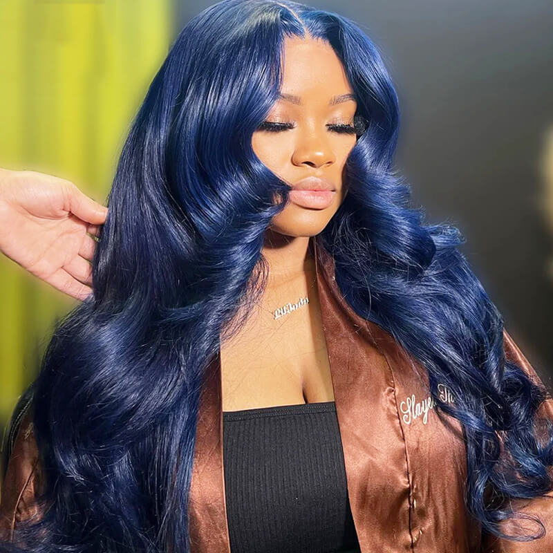 Flawless Blue! eullair Navy Blue Body Wave/Straight/Curly Human Hair Lace Frontal Wig | TikTok Saebunny Recommend