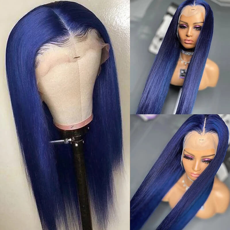 Flawless Blue! eullair Navy Blue Body Wave/Straight/Curly Human Hair Lace Frontal Wig | TikTok Saebunny Recommend