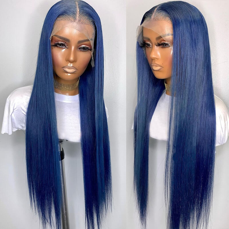 Flawless Blue! eullair Navy Blue Body Wave/Straight/Curly Human Hair Lace Frontal Wig | TikTok Saebunny Recommend