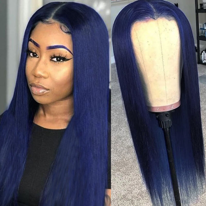 Flawless Blue! eullair Navy Blue Body Wave/Straight/Curly Human Hair Lace Frontal Wig | TikTok Saebunny Recommend