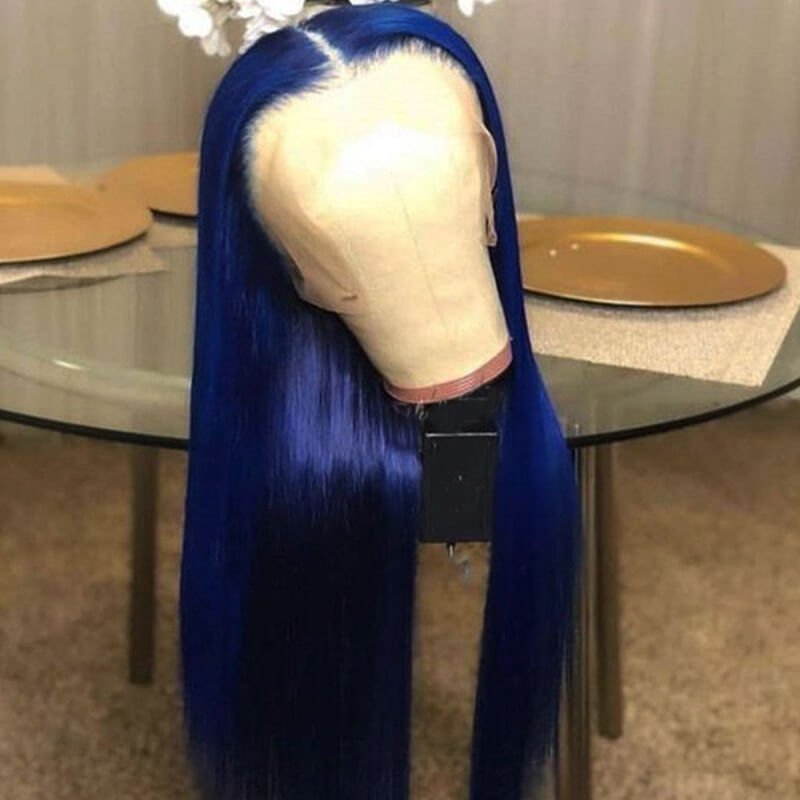 Flawless Blue! eullair Navy Blue Body Wave/Straight/Curly Human Hair Lace Frontal Wig | TikTok Saebunny Recommend