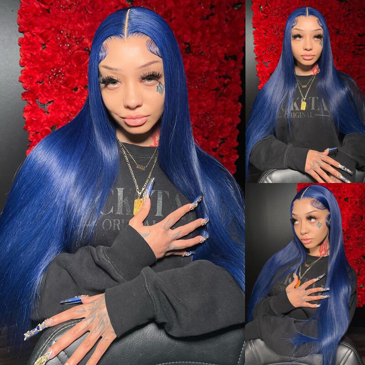 Flawless Blue! eullair Navy Blue Body Wave/Straight/Curly Human Hair Lace Frontal Wig | TikTok Saebunny Recommend