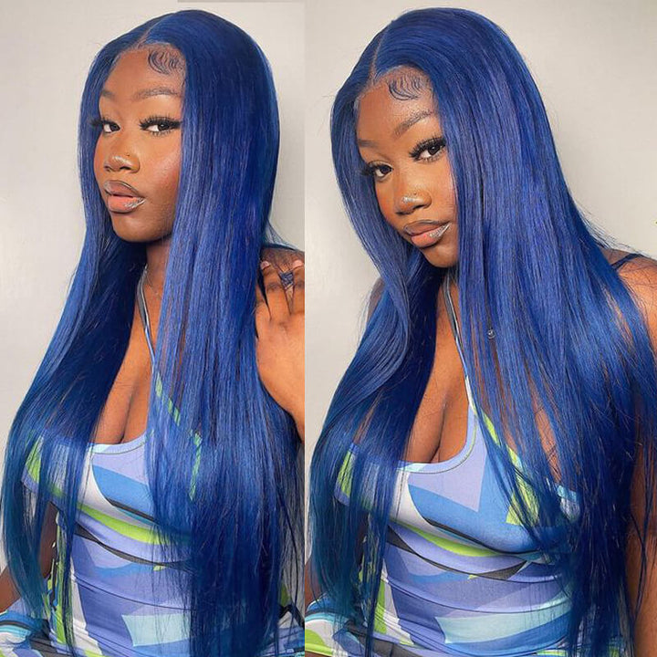 Flawless Blue! eullair Navy Blue Body Wave/Straight/Curly Human Hair Lace Frontal Wig | TikTok Saebunny Recommend