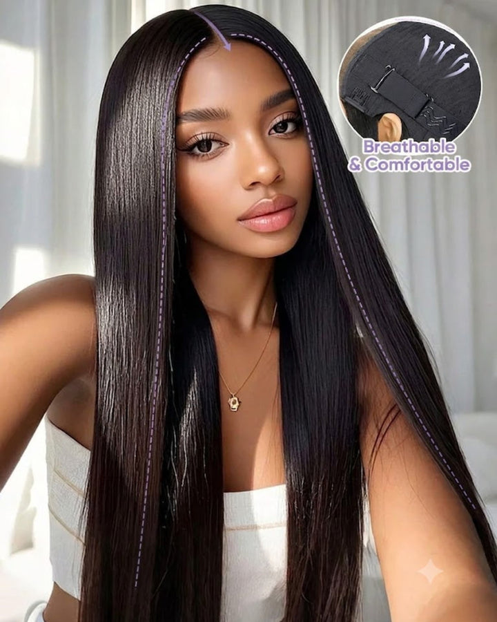 eullair Glueless Straight Human Hair Wigs 13x4 4x6 Drawstring Transparent Frontal Wig | Undetectable Lace