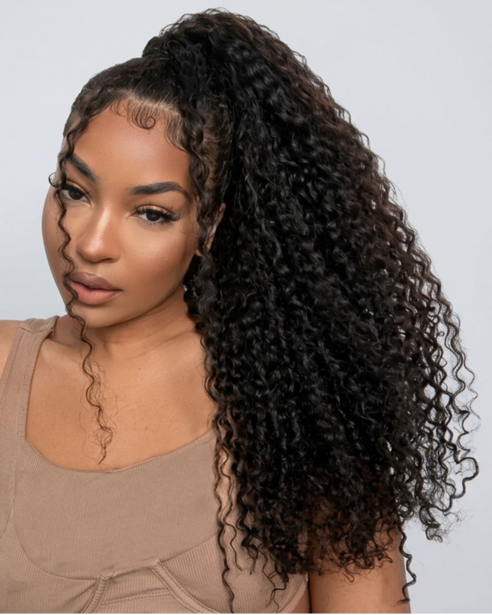 eullair Natural Curly Human Hair Drawstring Ponytail Curly Hair Extensions For Black Women