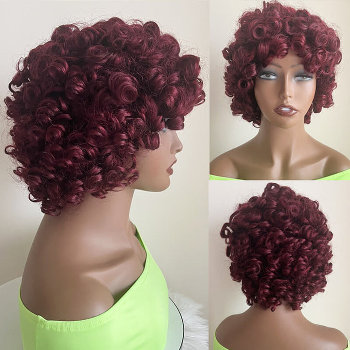 eullair Short Cute Retro Style Wig Pixie Curly Wigs for Women Trendy Vintage Style Machine Made Wig No Code Needed