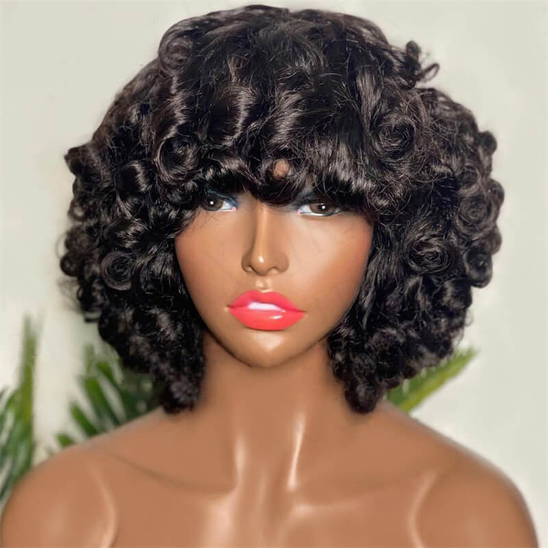 eullair Short Cute Retro Style Wig Pixie Curly Wigs for Women Trendy Vintage Style Machine Made Wig No Code Needed
