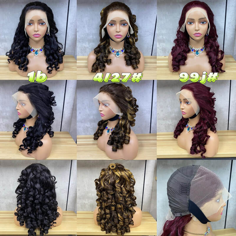 eullair Gorgeous Funmi Curly Lace Frontal Wig Burgundy Brown Pre Colored Spiral Curl Human Hair Wigs Women