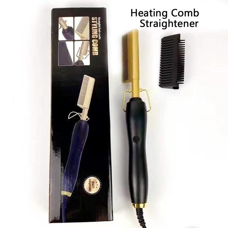 2 in 1 Electric Hot Heating Comb Hair Straightener Curler Wet Dry Hair Iron Straightening Brush Hair Styling Tool