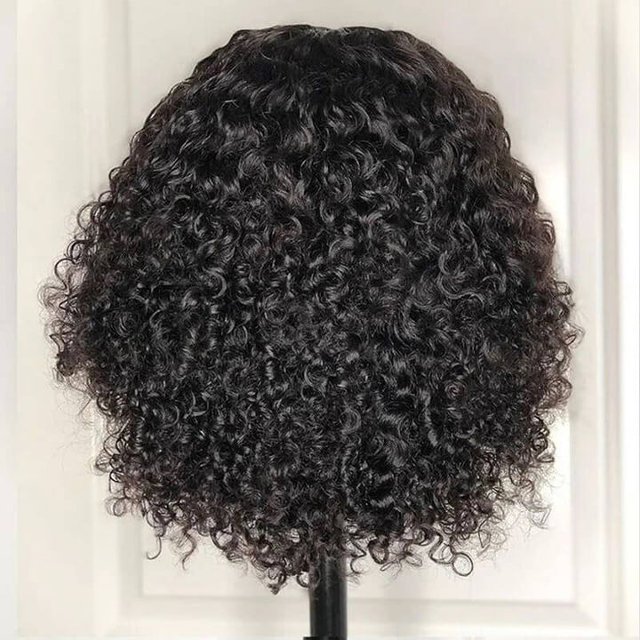 eullair Classic and Chic Brown Highlights Curly BOB Wig Wear Go Glueless Short 100% Human Hair Pre Cut Lace Wig