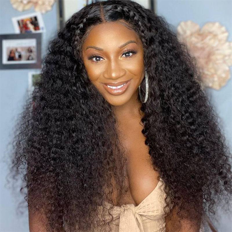 eullair PreCut Wear Go Glueless Air Cap Wig Human Hair Jerry Curly 4x4/5x5/13x4 HD Lace Closure Wigs Beginners Friendly Airy Wigs Bleached Knots