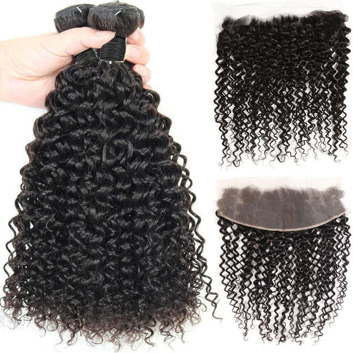 eullair Curly Hair Bundles With Closure 3/4 PCS With 4x4 5x5 6x6 HD Lace Closure