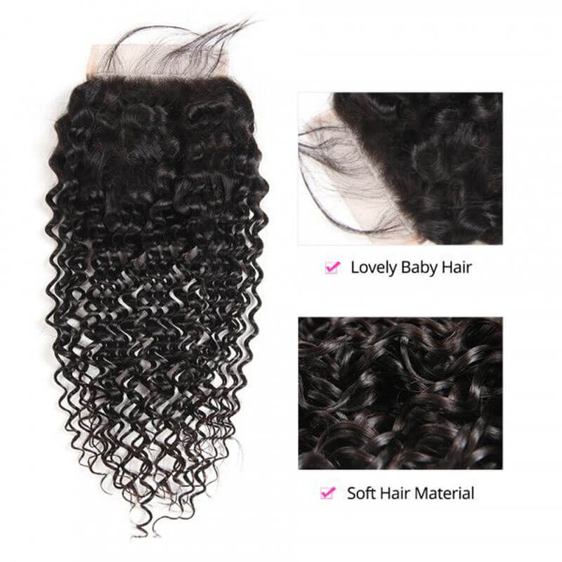 eullair Curly Hair Bundles With Closure 3/4 PCS With 4x4 5x5 6x6 HD Lace Closure