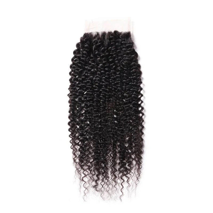 eullair Kinky Curly Hair Bundles With Closure 3/4 PCS With 4x4 5x5 2x6 Lace Closure