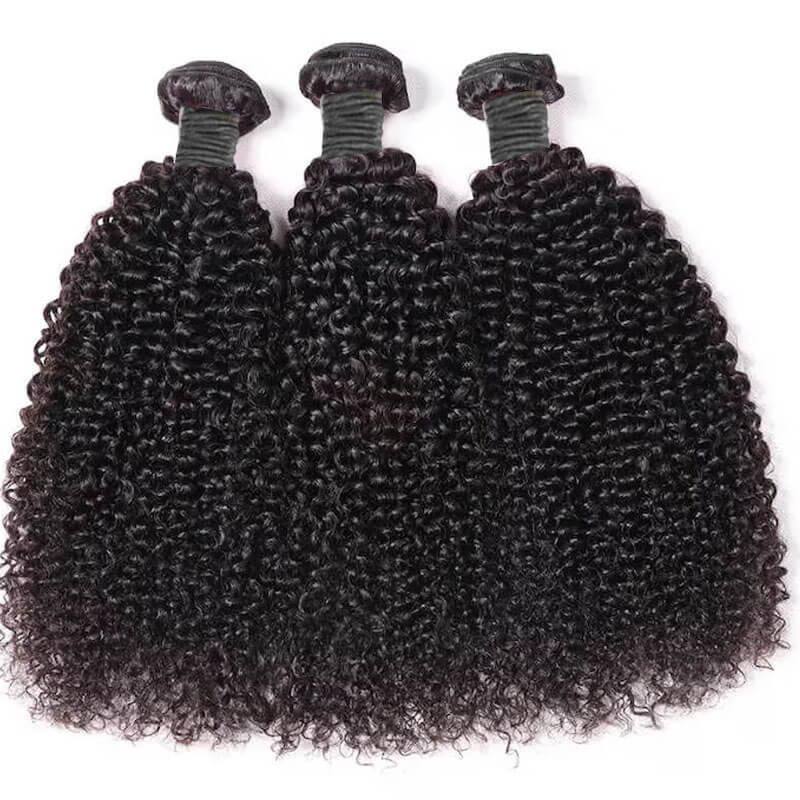 eullair Kinky Curly Human Virgin Hair Weave 10A Virgin Human Hair 3/4 Bundles