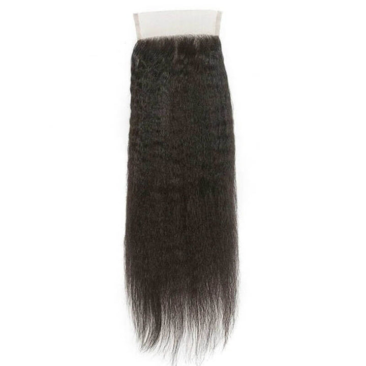 eullair Kinky Straight Human Hair Bundles With Closure 3/4 PCS With 4x4 5x5 2x6 Lace Closure