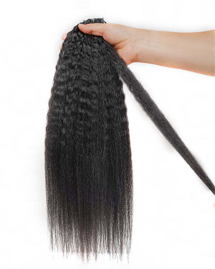 eullair Kinky Straight Human Hair Feather Crochet Extensions - Pre-Looped For Miracle Knots