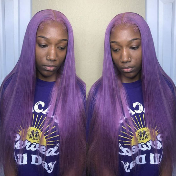 Flash Sale| eullair #613 Blonde/Lavender Purple/Pink/Grey Straight Human Hair Wig Colored 13x4 Transparen Lace Frontal Wig For Women