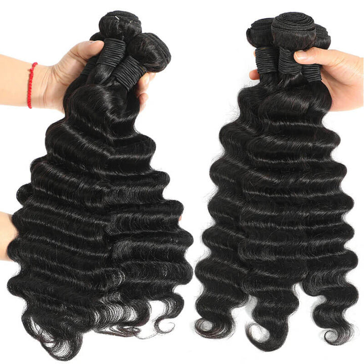 eullair Loose Deep Wave Human Hair Bundles Deal 10A Virgin Hair Weave 3/4 Bundles