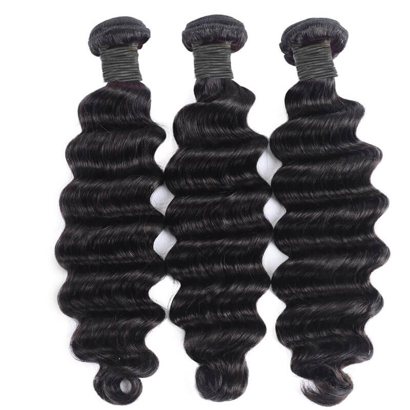 eullair Loose Deep Wave Human Hair Bundles Deal 10A Virgin Hair Weave 3/4 Bundles