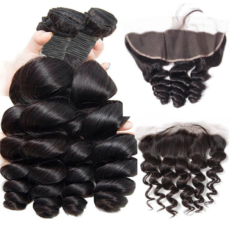 eullair Loose Wave Bundles With Closure 3/4 PCS With 4x4 5x5 6x6 HD Lace Closure