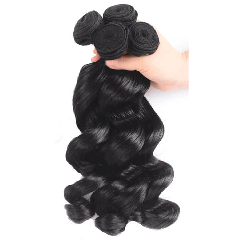 eullair Loose Wave Bundles Deal 10A Human Virgin Hair Weave 3/4 Bundles