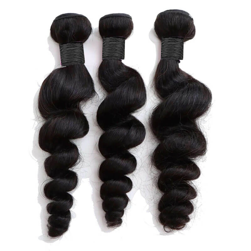 eullair Loose Wave Bundles Deal 10A Human Virgin Hair Weave 3/4 Bundles