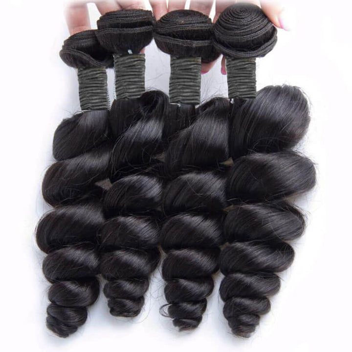 eullair Loose Wave Bundles With Closure 3/4 PCS With 4x4 5x5 6x6 HD Lace Closure