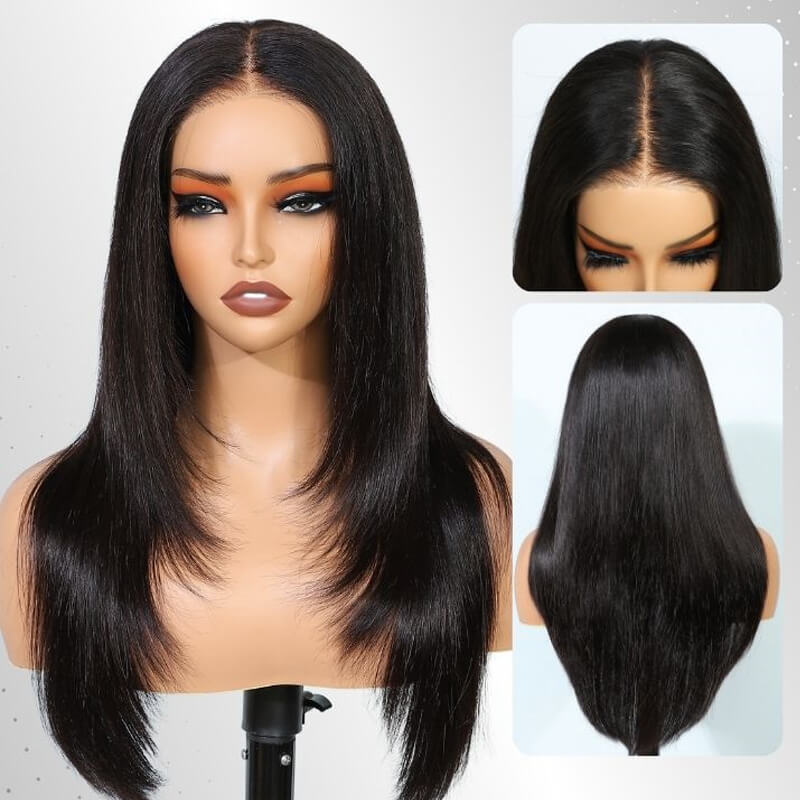 TikTok Hairstylist Trendy Layerers | eullair Popular Layered Cut Lace Frontal Highlight Straight Wigs Pre Colored Human Hair Wigs