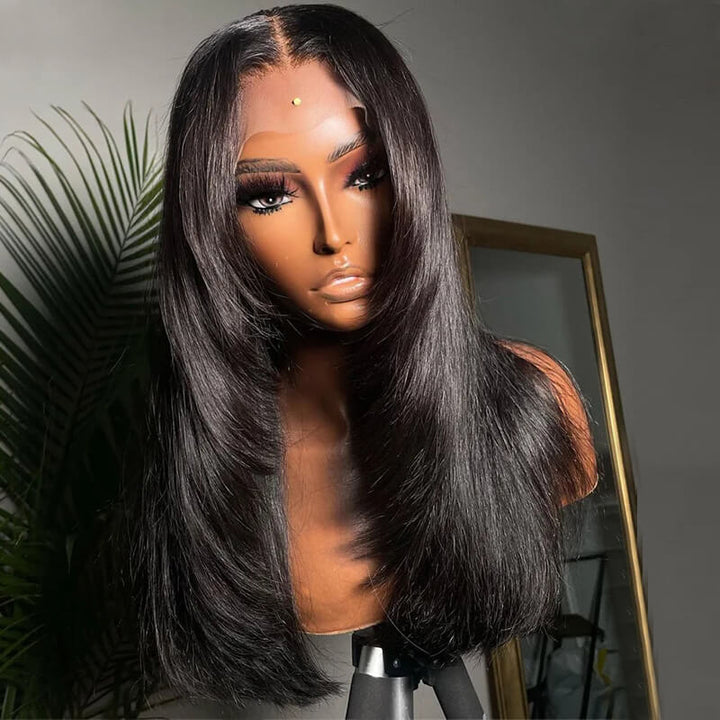 TikTok Hairstylist Trendy Layerers | eullair Popular Layered Cut Lace Frontal Highlight Straight Wigs Pre Colored Human Hair Wigs