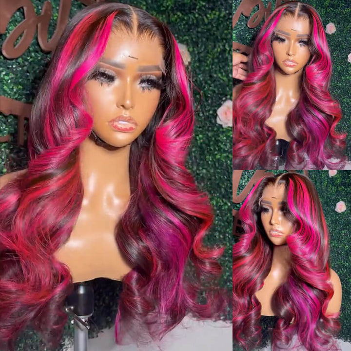 Peakboo Highlights! eullair Body Wave Balayage Highlights Rose Pink/Blue/Green Colored Lace Frontal Wig | @queenleora Recommend