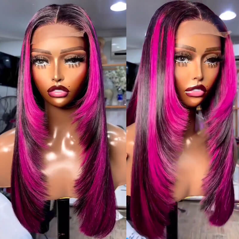 Layered Haircut Collection | eullair TikTok Inspired New Glueless Pre Cut Lace Closure Straight Wigs Quick Install Pre Colored Human Hair Wigs