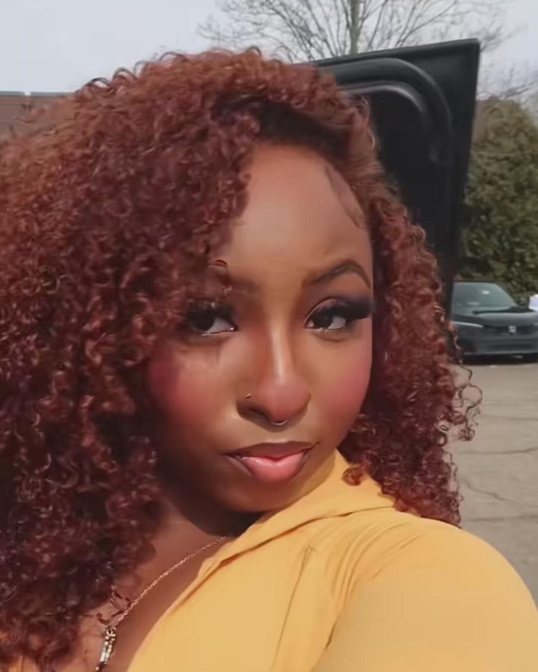 eullair Ginger Kinky Curly 3 IN 1 Half Wig Shoulder Length Human Hair Natural Afro Fluffy Volume