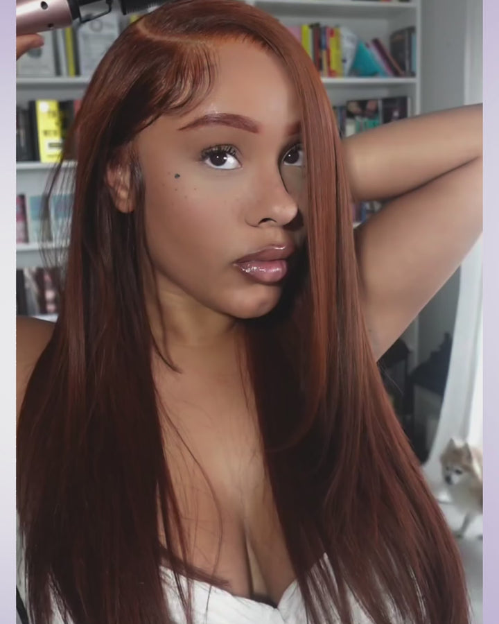 New Color |eullair Ginger Brown Lace Front Human Hair Wig | 13x4 & 6x4 HD Lace, Pre-Colored & Ready to Wear